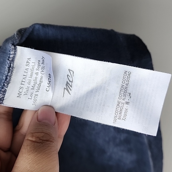 MCS Made in Italy Faded Abstract Print Assymetrical Fine Knit Cotton Top - Picture 5 of 7